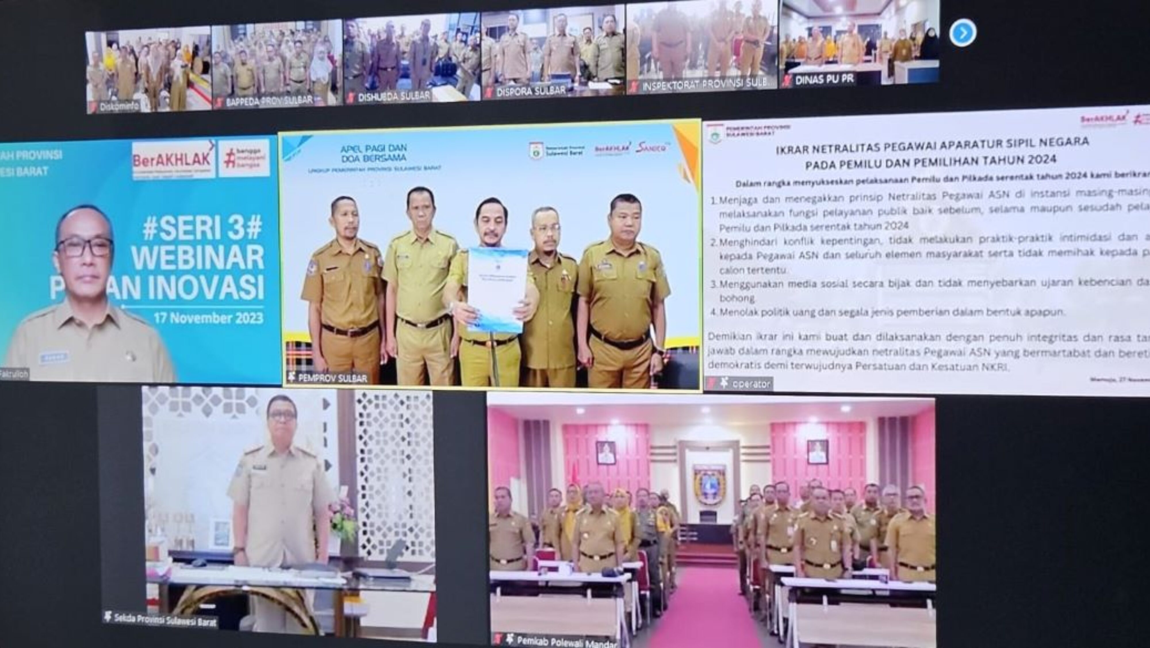 Pemda Se-Sulbar Tanda Tangan Ikrar Netralitas ASN Menghadapi Pemilu 2024