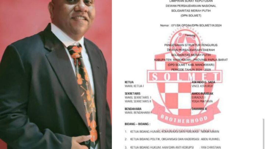 SAH ! Askino, Resmi Terima SK Sebagai Ketua DPD Solmet Manokwari, Papua Barat
