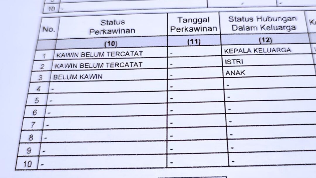 Wajib Tahu! Begini Petunjuk Pencantuman Status Kawin Belum Tercatat di Kartu Keluarga