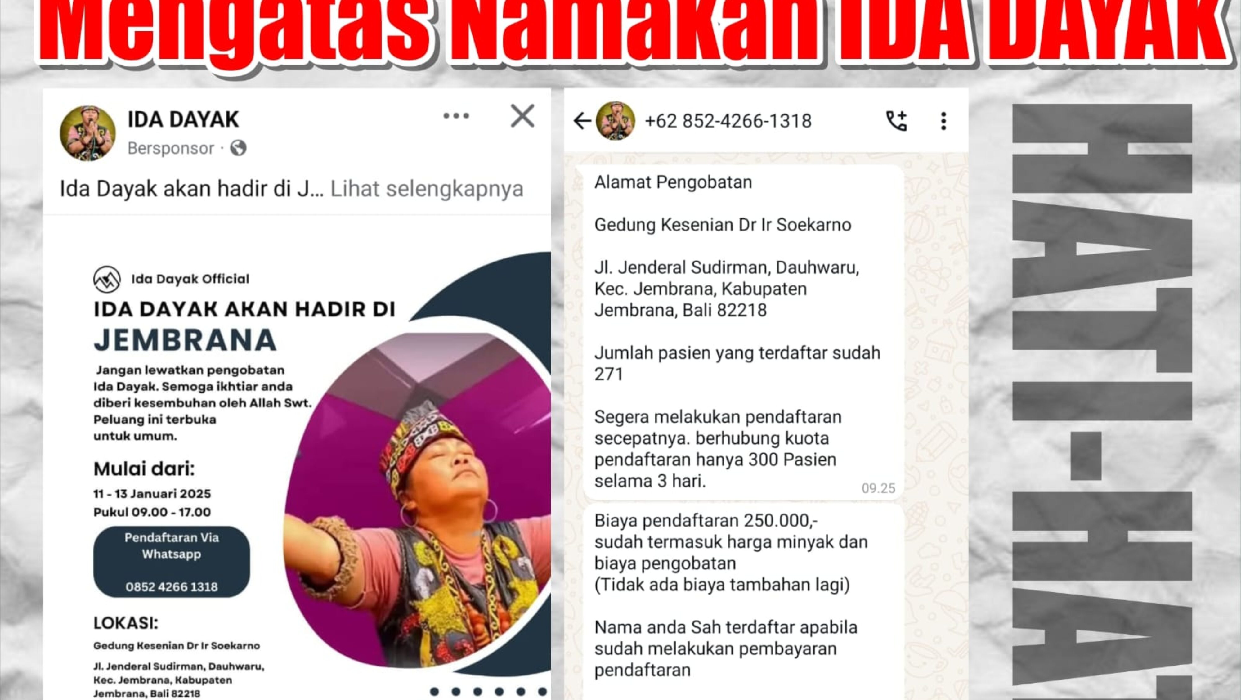 Hati-Hati…! Ini Patut Diduga Mudus Penipuan Berkedok Pengobatan Alternatif Ida Dayak