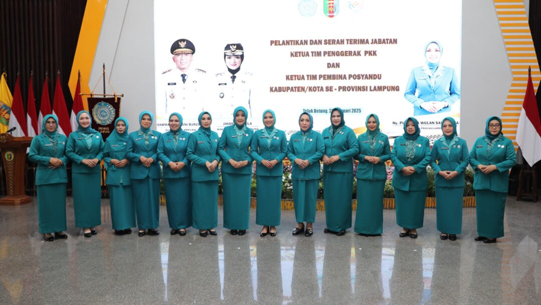 Ibu Purnama Wulan Sari Mirza Lantik Ketua TP PKK dan Ketua Tim Pembina Posyandu 13 Kabupaten/Kota se-Provinsi Lampung 