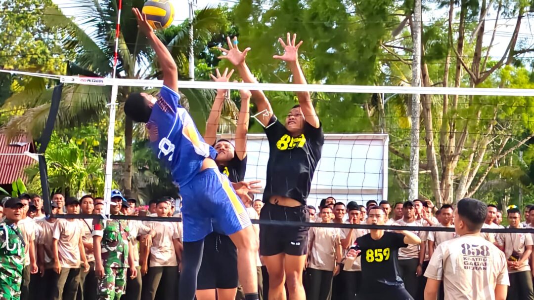 Yon TP 858/MBS Menjuarai Pertandingan Voli HUT Ke-56 Kodim 1708/BN
