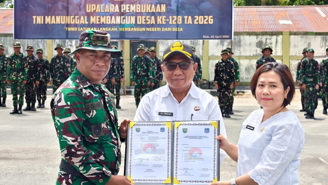 Dorong Percepatan Pembangunan Desa, TMMD Ke-128 Kodim 1708/BN Resmi Dibuka