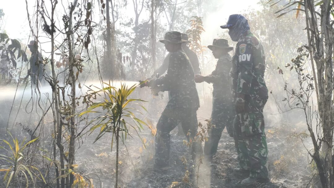 Tim Gabungan Kodim 1708/BN Berjibaku Padamkan Kebakaran Hutan di Biak