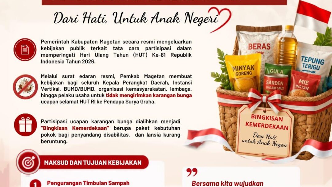 Tanpa Karangan Bunga, Pemkab Magetan Alihkan Ucapan HUT RI Ke Bingkisan Untuk Disabilitas Dan Lansia