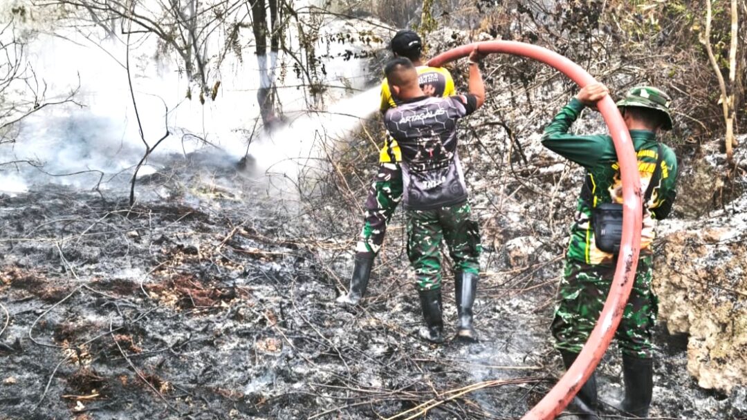 Tim Damkar Kodim 1708/BN Padamkan Kebakaran Hutan di Kampung Sorido